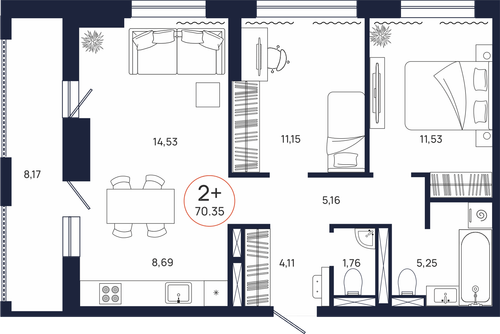 Планировка двухкомнатной квартиры