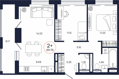 Планировка двухкомнатной квартиры