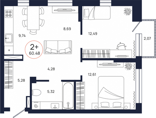 Планировка двухкомнатной квартиры