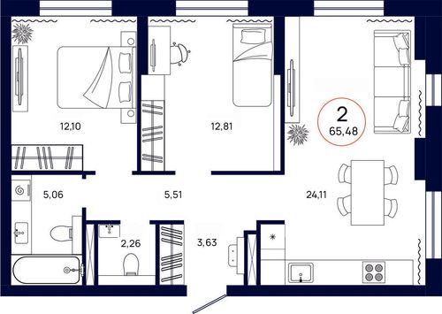 Планировка двухкомнатной квартиры
