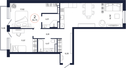 Планировка двухкомнатной квартиры